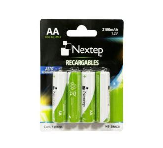 Pilas Nextep AA Recargables HR6 NiMH 1.2V C/4 Piezas 2100mAh