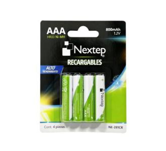 Pilas Nextep AAA Recargables HR03 NiMH 1.2V C/4 Piezas 800mAh
