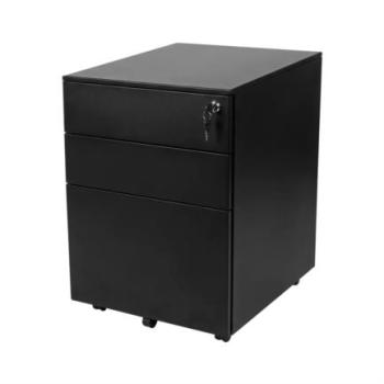 Cajonera Metalica Movil Nextep de Pedestal 3 Cajones con Cerradura Ensamblado Negro