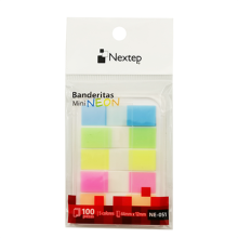 Banderitas Nextep Mini Neon 5 Colores 100 Piezas c/10 Estuches