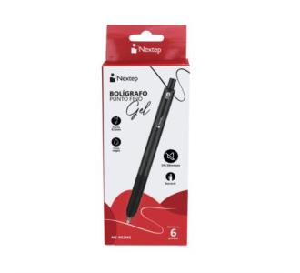 Boligrafo Nextep Gel Retractil Silencioso Fino 0.5mm Negro C/6
