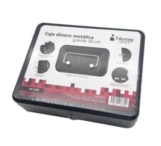 Caja Dinero Nextep Metalica Extra Grande 30 cm Bandeja Con Clips Para 4 Billetes
