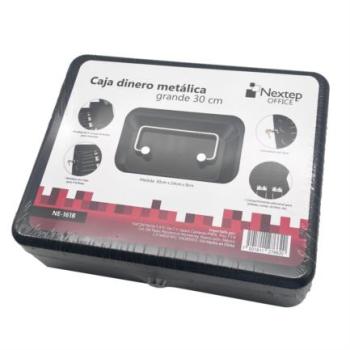 Caja Dinero Nextep Metalica Extra Grande 30 cm Bandeja Con Clips Para 4 Billetes