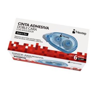 Dispensador De Cinta Adhesiva Doble Cara Nextep 6mm x 8m c/6 Piezas