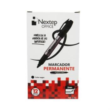 Marcador Permanente Nextep Punto Fino 2mm Negro c/12 Pzas