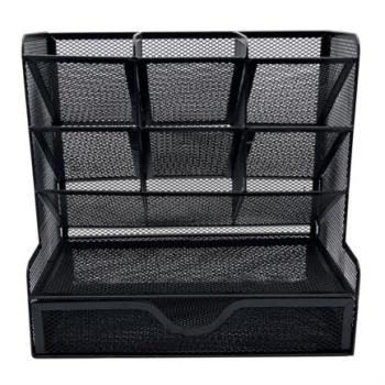 Organizador Nextep Malla Metalica para Escritorio Multi Secciones con Cajon