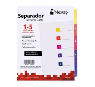 Seprador Economico Nextep 5 Divisiones Con Numero