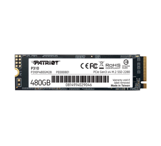 Unidad SSD Patriot M.2 480GB P310 PCIE 3.0 NVME 2280 1000MB/s Escritura 1700 MB/s Lectura