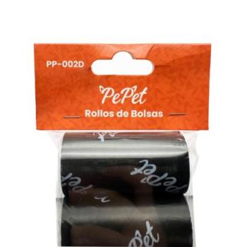 Rollos de Bolsas para Desechos de Mascotas Pepet  Precortadas  6 Rollos  90 Bolsas  Negro
