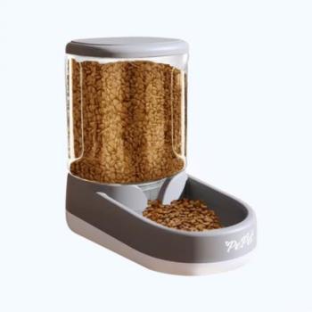 Dispensador de Croquetas para Mascotas Pepet  Automático  Libre de BPA  Transparente y Gris Claro  3 kg