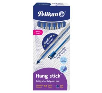 Bolígrafo PELIKAN Hang Stick Azul Punto Mediano 1.0mm C/12 Pza