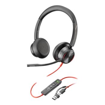 Poly Auriculares estéreo USB-C Blackwire 8225 + Adaptador USB-C/A
