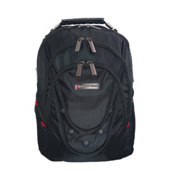 Mochila Swissmobility BEVERIN 17 3 cierres asa de acero reforzada piso de espuma múltiples bolsos internos color negro