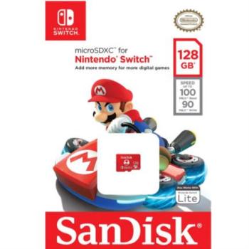 Memoria Micro SD SanDisk Nintendo Switch 128GB Micro SDXC Clase 3 Brand Mario Bros Color Rojo SDSQXAO-128G-GNCZN