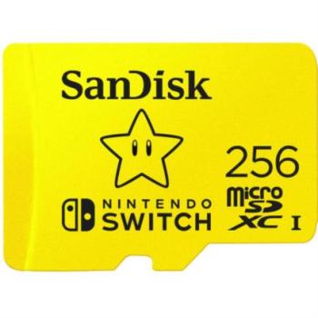 Memoria Micro SD SanDisk Nintendo Switch 256GB Micro SDXC Clase 3 Brand Mario Star Color Amarillo SDSQXAO-256G-GNCZN