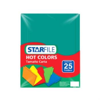Folder StarFile Hot Colors Carta Color Azul Turquesa C/25 Pzas