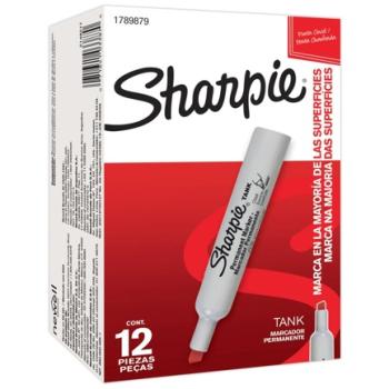 Marcador permanente Sharpie tank barril plastico rojo c/12