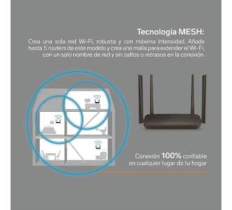 Router Steren Wi-Fi 6 AX1500 2.4 GHz y 5 GHz Hasta 90m de Cobertura Color Negro