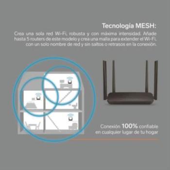 Router Steren Wi-Fi 6 AX1500 2.4 GHz y 5 GHz Hasta 90m de Cobertura Color Negro
