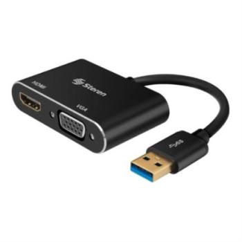 Adaptador Steren USB 3.0 a HDMI/VGA Color Negro