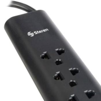 Barra Multicontactos Steren 1.7m 15A 6 Contactos Americanas/Europeas 70J Color Negro