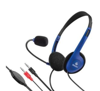 Audífonos Steren Para Computadora 1.8m Micrófono Integrado Color Negro con Azul