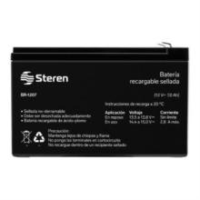 Batería Steren Sellada Ácido-Plomo 12 Vcc 7 Ah Color Negro