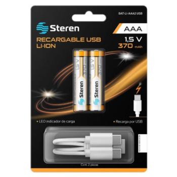 BATERIAS RECARGABLES STEREN USB LI-ION AAA 40 2 PZAS