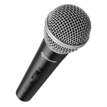 Micrófono Steren Alámbrico Profesional Unidireccional Rejilla Metálica Color Negro