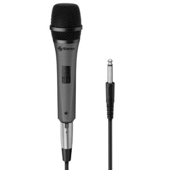Micrófono Alámbrico Steren Alta Fidelidad Unidireccional Cable 6.33mm de 5m Uso Múltiple