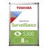 Disco Duro Interno Toshiba S300 Surveillance 8TB 3.5in 7200RPM SATA lll 6Gbit/s Cache 256MB para Videovigilancia