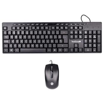 KIT TECHZONE ALAMBRICO MULTIMEDIA BASICO DE ABS TECLADO CON 105 TECLAS 15 MULTIMEDIA QWERTY CABLE USB MOUSE