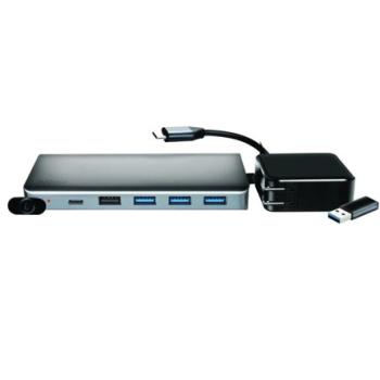 HUB TECHZONE SILVERY 1A DOCKING STATION BULK 13 EN 1 CON ALTA VELOCIDAD MULTIPUERTO HDMI 4K INCLUYE ADAPTADOR  DE CA/CC