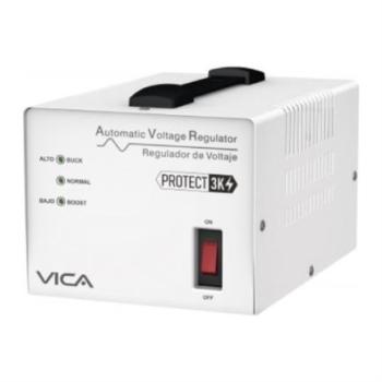 Regulador Vica Protect 3K 3000VA/1800W 4 Contactos para Línea Blanca Impresión LED Indicadores 3 Años Garantía