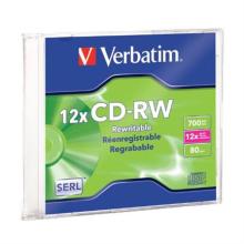 Disco VERBATIM CD-RW 4X-12X 80MIN 700MB Slim Case