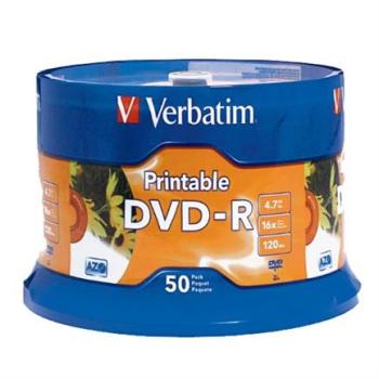 DVD-R VERBATIM 4.7GB 16X Blanco Imprimible C/50