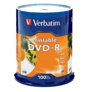 DVD-R VERBATIM 4.7GB 16X Blanco Imprmible SPINDLE C/100