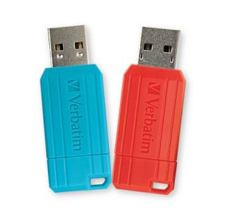 Memoria USB Verbatim PinStripe 64 GB 2PK Rojo - Azul Caribe