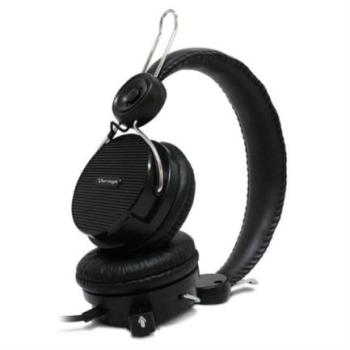 Diadema Alámbrica Vorago HS-201 Doble Jack 3.5mm Micrófono Retráctil Color Negro
