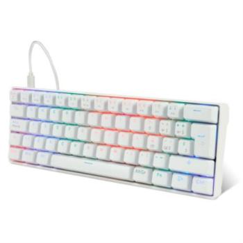 Teclado Mecánico Game Factor KBG560 RGB Teclas Extras Pink Red Intercambiables Red Switch USB Color Blanco