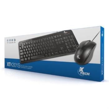 Combo teclado multimedia y mouse español cableados XTech XTK-301S - Color Negro