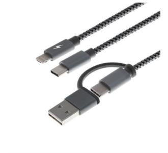 Cable Multifuncional XTech para Carga 5 en 1 XTC-560 USB A o C a  Micro USB Lightning o Tipo C