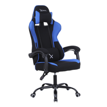 Silla Gamer Xzeal XZ20 Tela Foam Reclinable 140° Base de Metal Piston Clase 3 115Kgs Brazos Fijos Negro-Azul