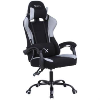 Silla Gamer Xzeal XZ20 Tela Foam Reclinable 140° Base de Metal Piston Clase 3 115Kgs Brazos Fijos Negro-Gris