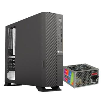 Gabinete Oficina Keelan Slim ITX Stylos 2xUSB 1.0 1xUSB 3.0 puerto 3.5mm línea roja con fuente de poder 550W