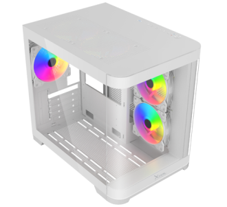 Gabinete Curvo Xzeal M-ATX/ITX 2x USB 2.0 + 1x USB 3.0 + 3.5 mm + 3  Ventiladores RGB Blanco