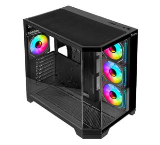 Gabinete Gamer Xzeal Mid Tower XZ150 ATX Panel Vidrio + Metal 2xUSB1.0 + 1xUSD3.0 + 1x3.5mm + 4 ARGB Ventiladores Negro