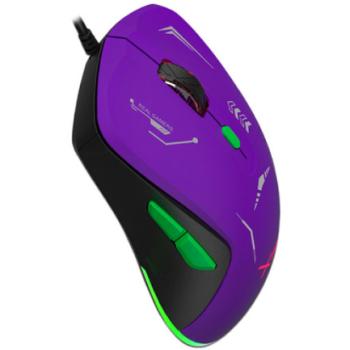 Mouse Gamer XZ-401 RGB 7 200 Dpi 6 botones Conexion USB 1.5m Morado-Verde