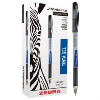 Bolígrafo Zebra J-Roller LE Punto Mediano 0.7mm Tinta Gel Color Negro C/12 Pzas
