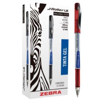 Bolígrafo Zebra J-Roller LE Punto Mediano 0.7mm Tinta Gel Color Rojo C/12 Pzas
